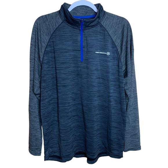 Free Country Men's 1/4 Zip Micro Tech Raglan Long Sleeve Shirt Blue Gray Size XL - Picture 2 of 5